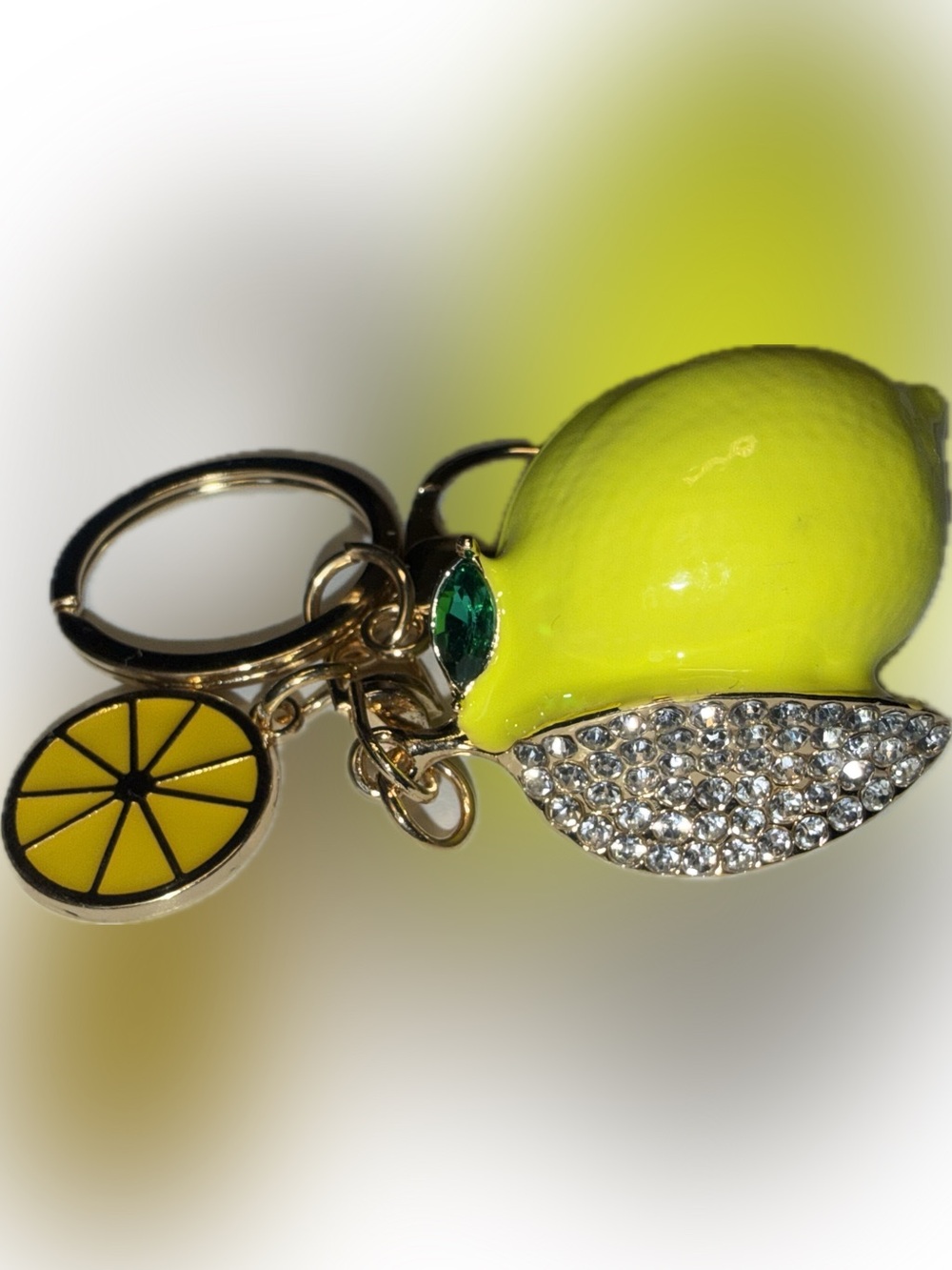 Lemon Bag Charm Keychain with Gold Hardware - Picture 3 of 3